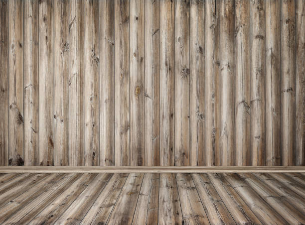 istock Empty room with wooden wall and wooden floor 898910982