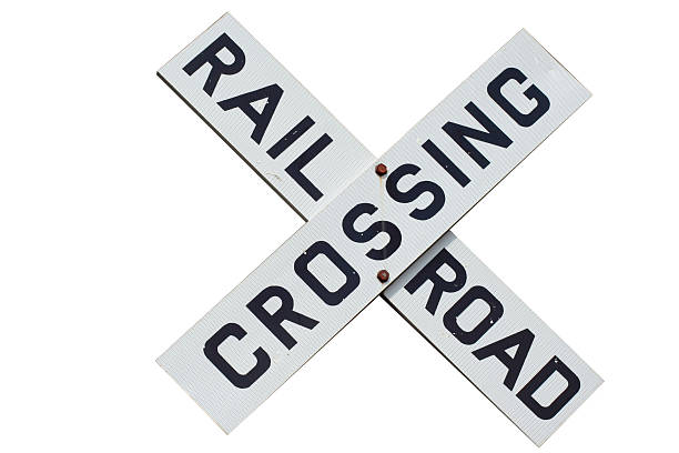 Isolated Railroad crossing sign stock photo