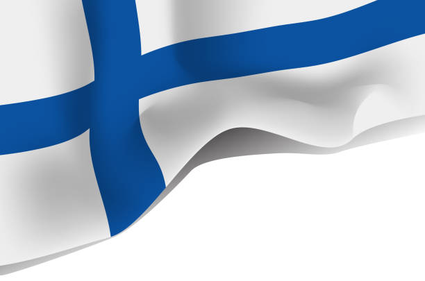 istock Finland national waving flag. Isolated on white background 898916736