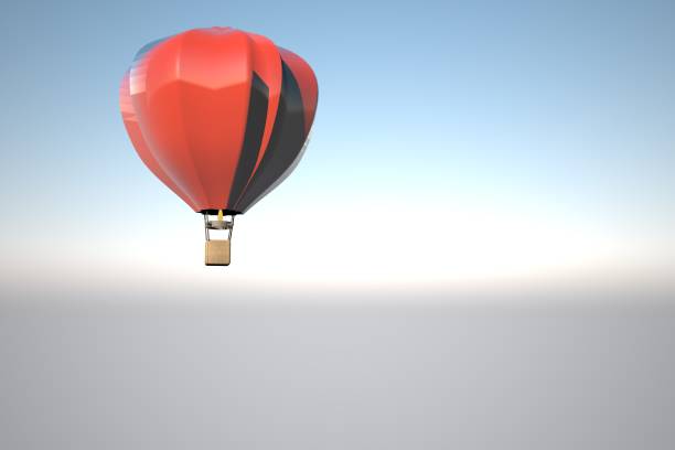 istock Red montgolfier flying in the sky 898917130