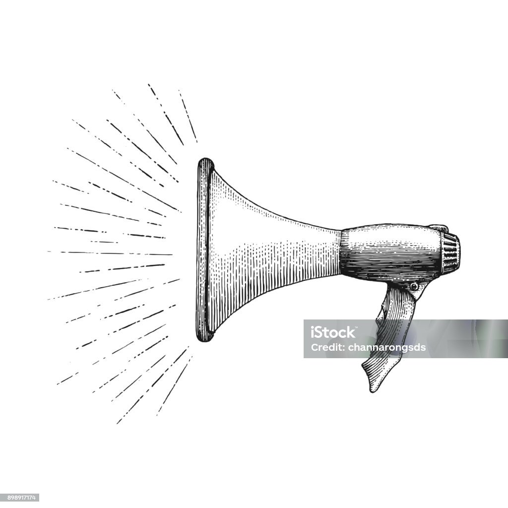 Megaphone hand drawing vintage style Engraving stock vector