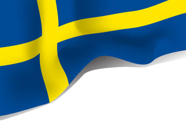 illustrations, cliparts, dessins animés et icônes de drapeau ondulant national de suède isolé sur fond blanc - drapeau suédois