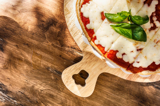 Italian food served on wooden table