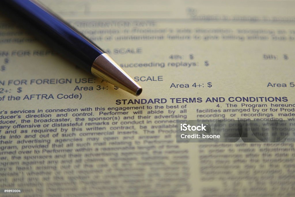 Contract for signature  Fine Print Stock Photo