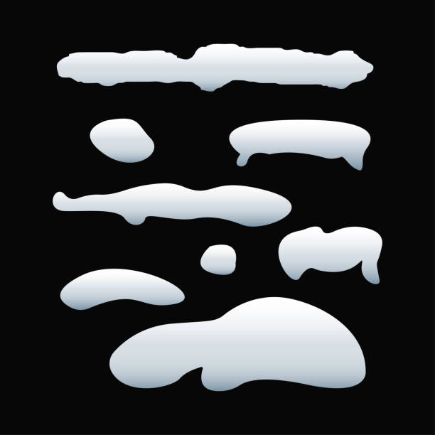 istock Set of snow cap on a black background. Snow collection. Ice cap. Snow hill. Vector illustration 898924060