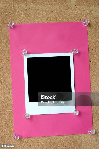 Photo Frame Thumbtacked To Cork Board Stock Photo - Download Image Now - Advice, Announcement Message, Backgrounds