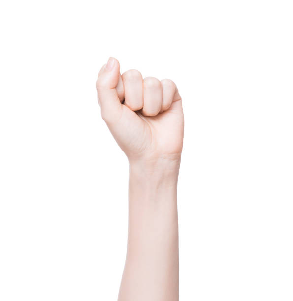 istock Woman hand with fist gesture，Isolated on white background. 898929236