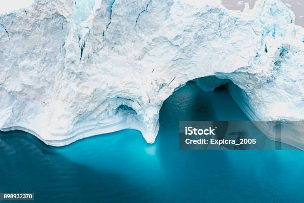 Aerial View Of Arctic Icebergs On Arctic Ocean In Greenland Stock Photo - Download Image Now