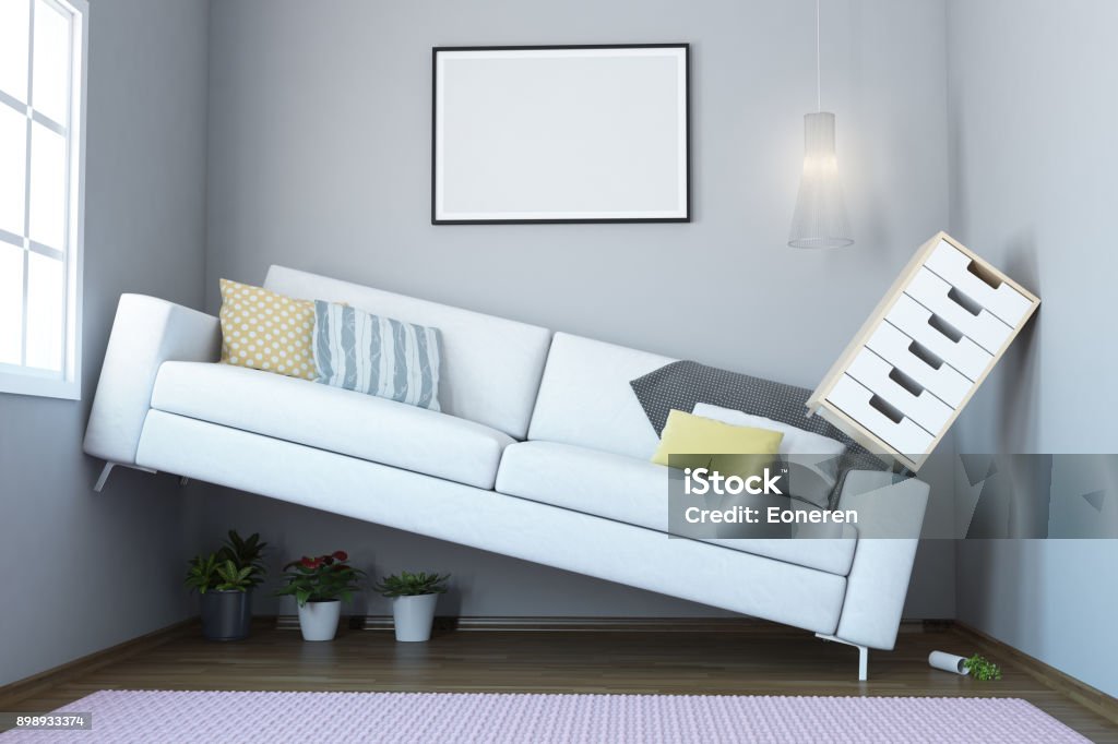 Interni del soggiorno troppo piccoli - Foto stock royalty-free di Piccolo