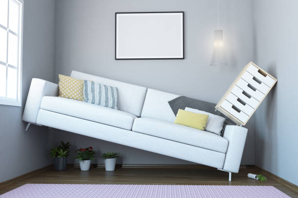 too small living room interior - confined space imagens e fotografias de stock