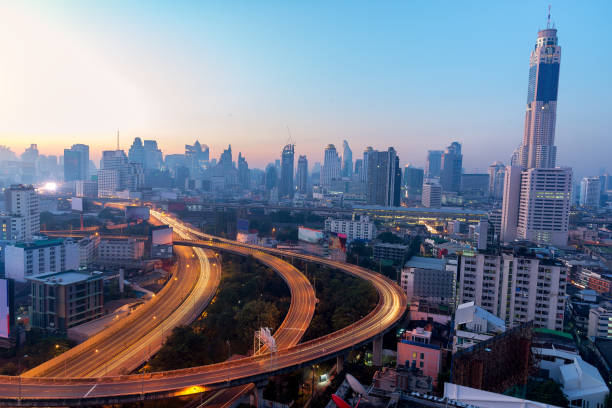 Bangkok city night view with main traffic high way. Bangkok city night view with main traffic high way. wayne rooney stock pictures, royalty-free photos & images