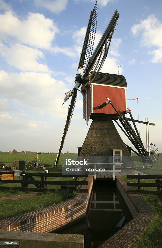 Dutch windmill  Agricultural Field Stock Photo