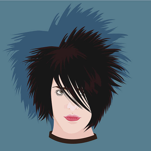 ilustrações, clipart, desenhos animados e ícones de angry olhando adolescente emo (vector). - punk hair