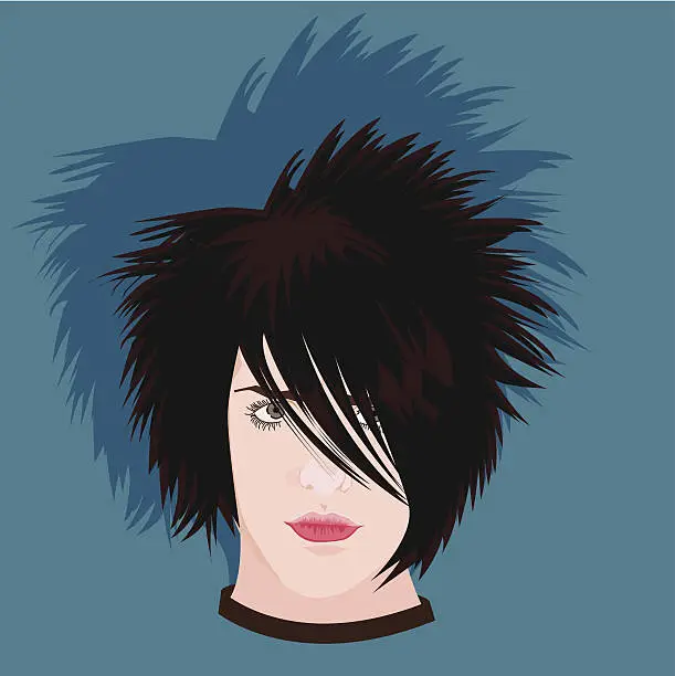 Vector illustration of Angry looking teenage emo (Vector).