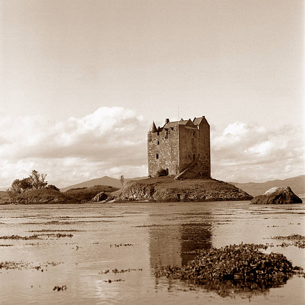 Caste Stalker, sepia tone  keep fortified tower photos stock pictures, royalty-free photos & images