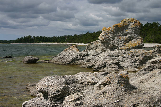 Gotland limestone formation 1 stock photo