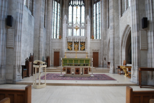 Frederick’s Evangelical Lutheran Roccoc church altar and apse in Copenhagen, Denmark