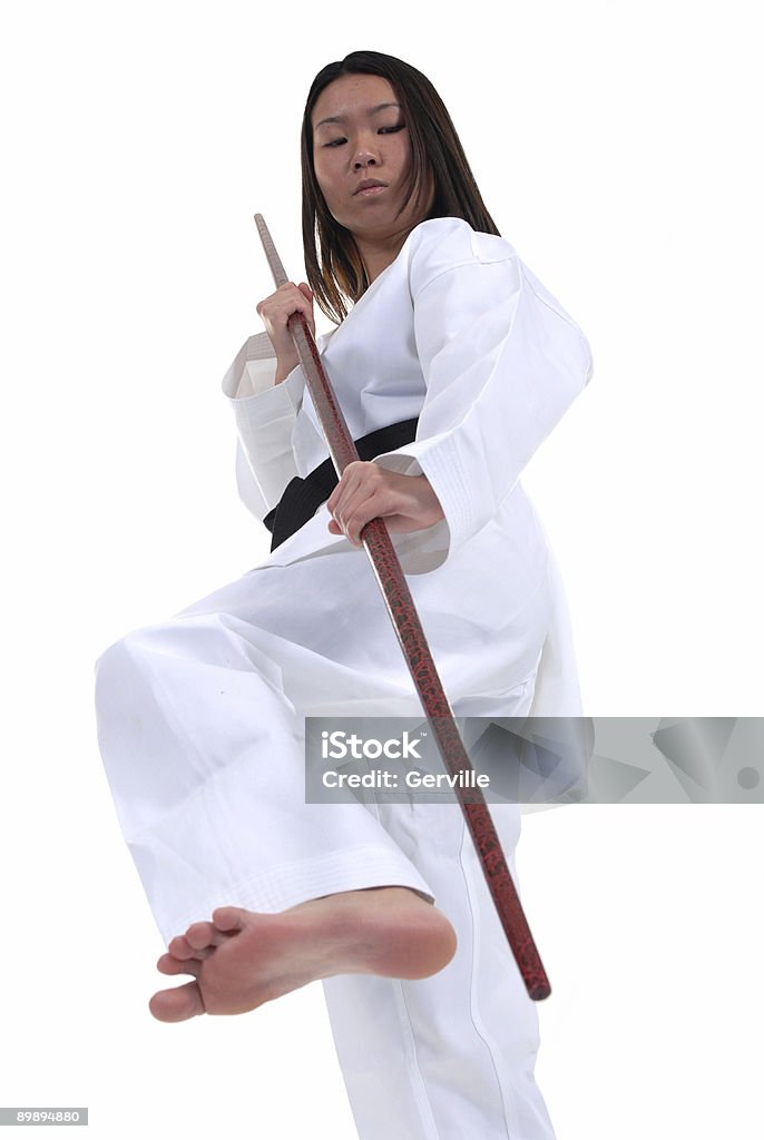 Downward strike Martial artist. Adult Stock Photo