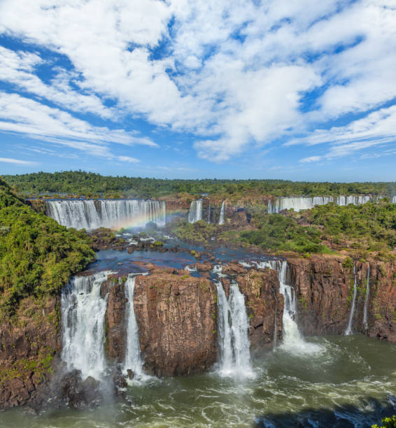 argentinien iguazu wasserfälle im sommer - iguacu falls argentina tropical rainforest rainbow stock-fotos und bilder