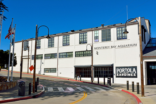 Monterey, California, United States of America - November 29, 2017. Exterior view of Monterey Bay Aquarium building in Monterey, CA.