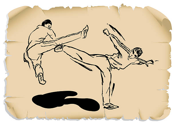 kung_fu_series_1  standing on one leg not exercising stock illustrations