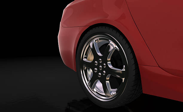 istock Red sport car , rear wheel 89895633