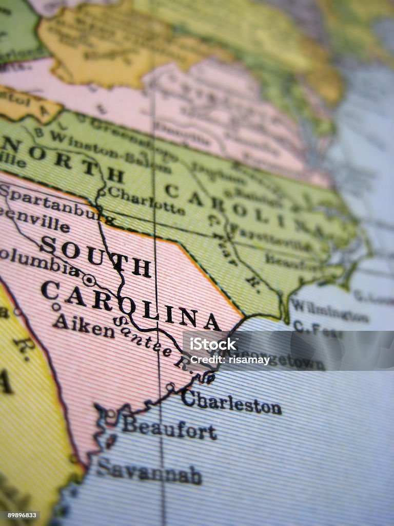 Carte ancienne de Caroline du Sud - Photo de Carte libre de droits