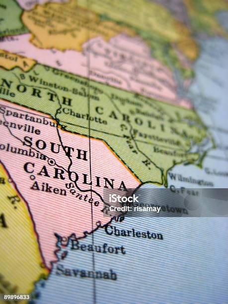 Foto de Mapa Antigo Da Carolina Do Sul e mais fotos de stock de Mapa - Mapa, Carolina do Sul, Carolina do Norte - Estado dos EUA