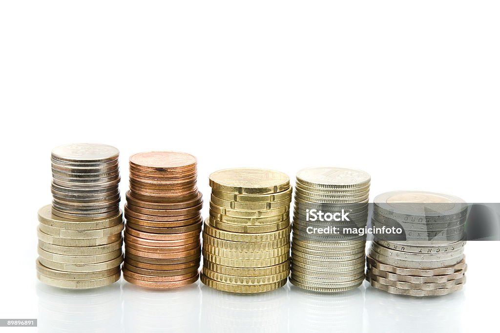 Different Coins  Architectural Column Stock Photo
