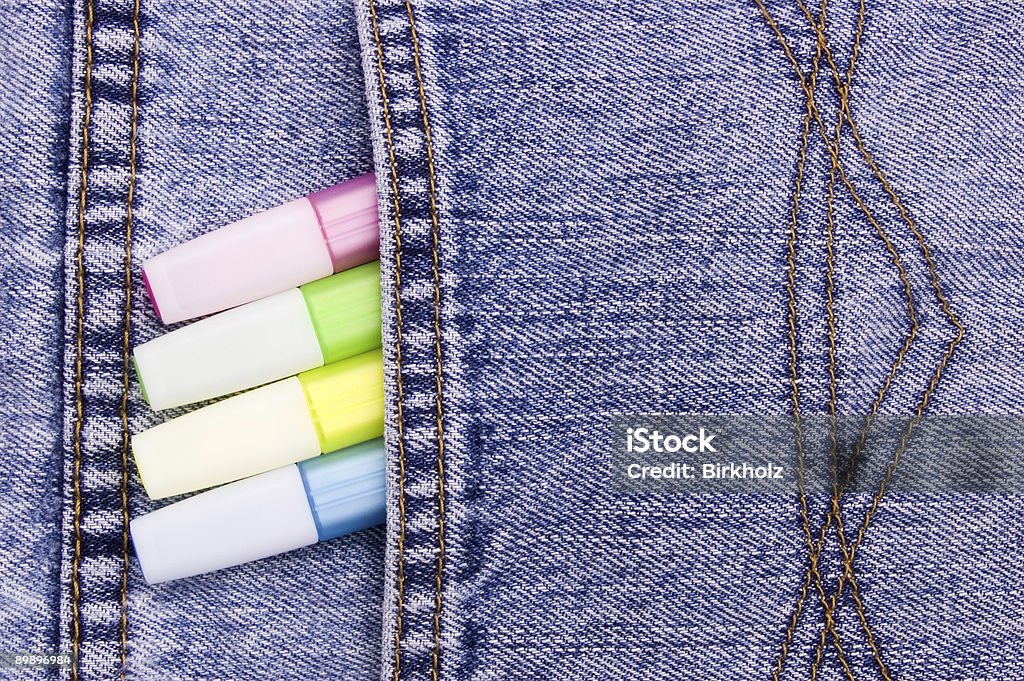 Highlighters em Jeans Bolso - Royalty-free Abstrato Foto de stock