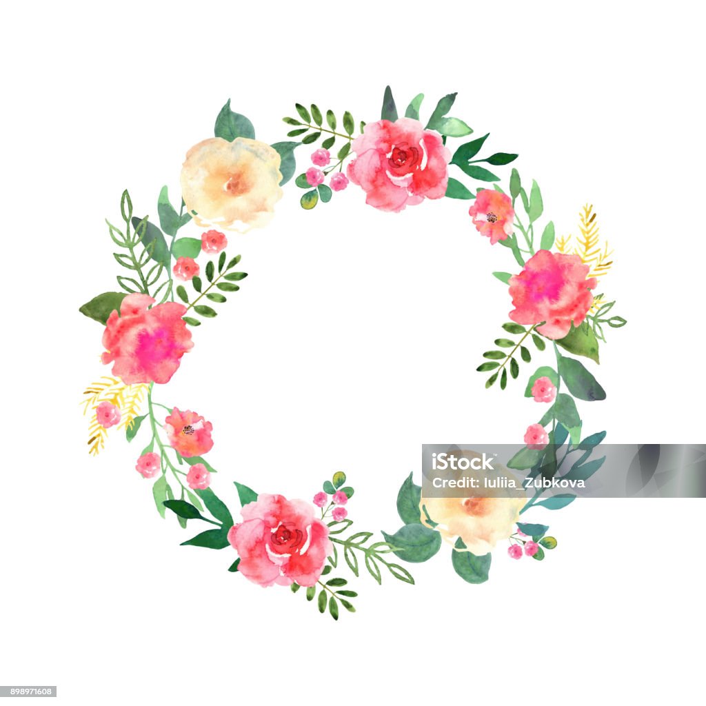 Guirlande de fleurs colorées. Collection florale élégante avec magn - clipart vectoriel de Couronne florale libre de droits