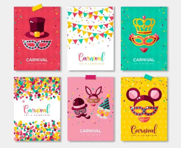 Vector illustration of Carnival colorful posters set, flyer or invitation design