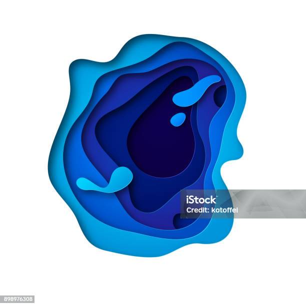Abstract Background With Blue Paper Cut Shapes Stock Illustration - Download Image Now - Paper, Layered, Multi-Layered Effect