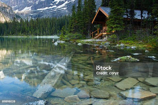 Log Cabin En El Bosque En Un Lago Foto de stock y más banco de imágenes de Cabaña de madera - Cabaña de madera, Boscaje, Lago