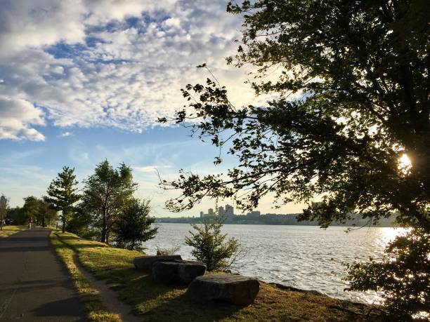 istock Walkway at Riverside park and Hudson River before sunset 898980460