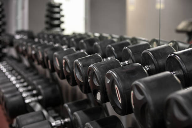 istock Row of dumbbells in a gym 898988026
