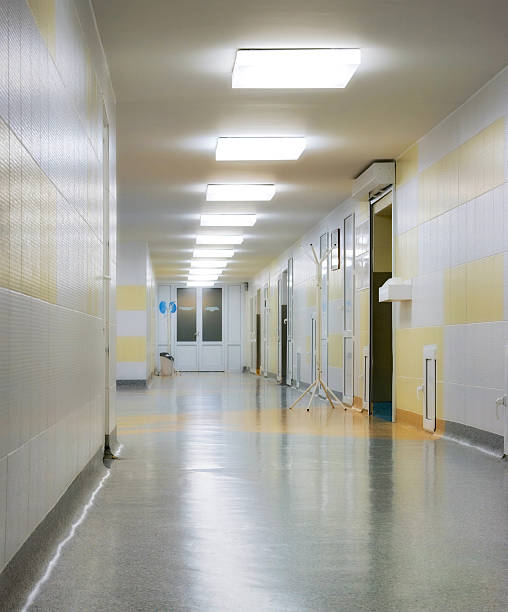 istock long corridor in hospital 89899075