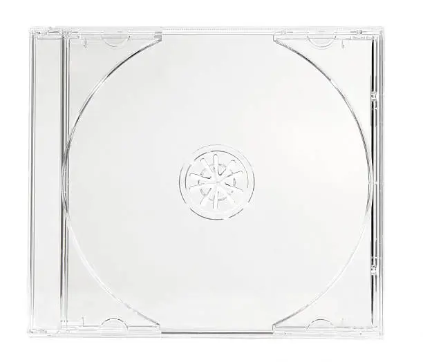 Photo of A clear plastic CD case on a white background