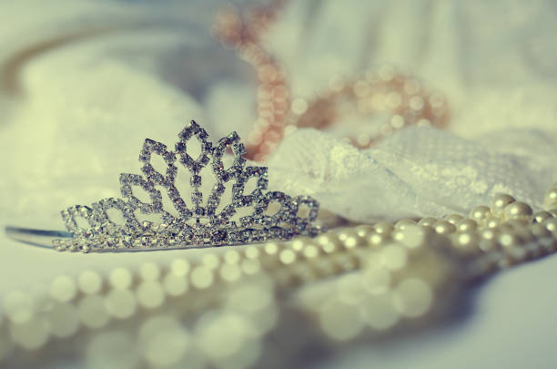 istock Tiara and pearls with wedding dress 898997858