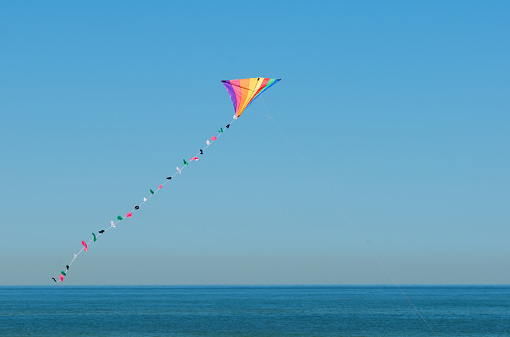 colorful kite flying in the sky - North Sea in Texel - Holland Netherlands