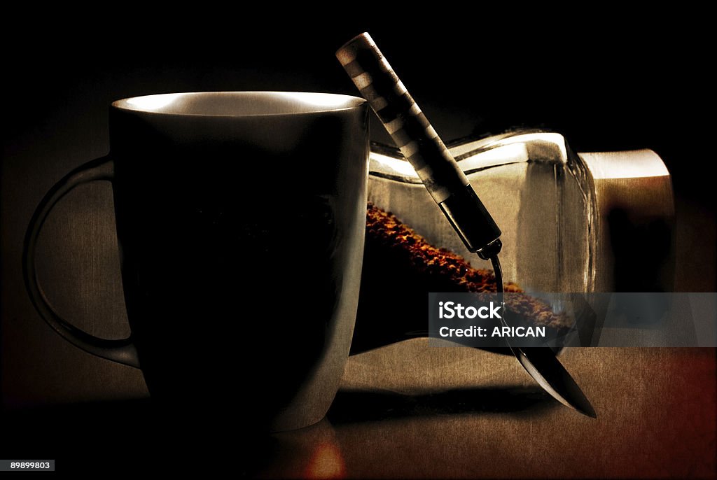 Vintage taza de café y la cuchara - Foto de stock de Alimento libre de derechos