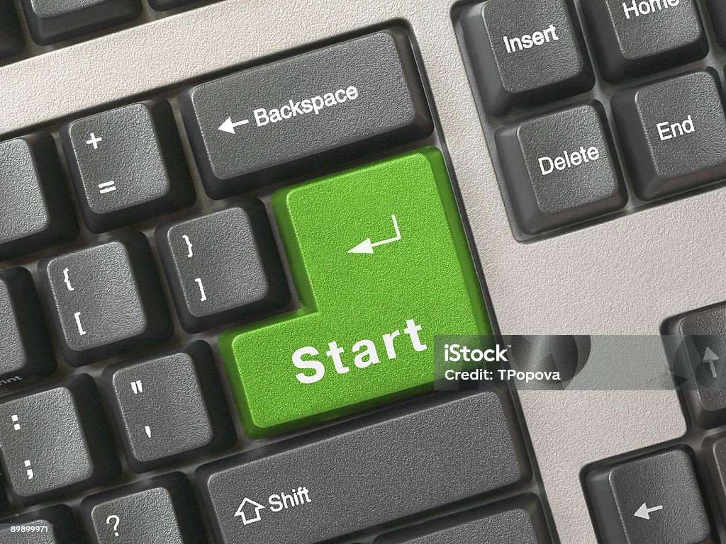 Tastiera-tasto verde inizio - Foto stock royalty-free di Computer
