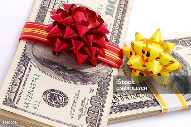 Money On Gift Stock Photo - Download Image Now - Award, Banking, Business