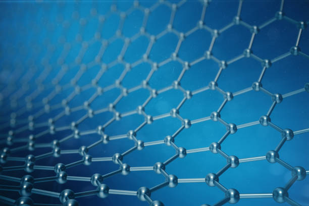 grande plano da forma geométrica hexagonal nanotecnologia abstrata de renderização 3d, estrutura atômica do grafeno conceito, estrutura molecular do grafeno conceito. - abstract chemical science electronics industry - fotografias e filmes do acervo