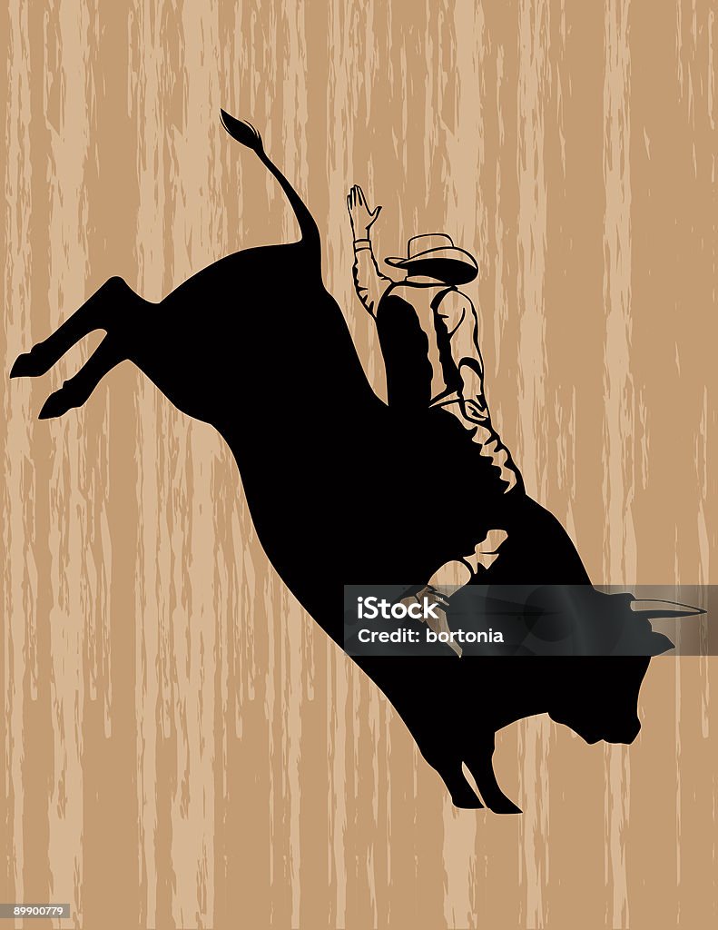 Cowboy auf einem springenden Bull - Lizenzfrei Bulle - Männliches Tier Stock-Illustration