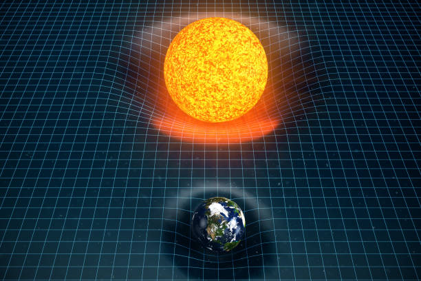 istock 3D illustration Earth's and Sun gravity bends space around it. With bokeh effect. Concept gravity deforms space time grid around universe. Spacetime curvature. Elements of this image furnished by NASA. https://commons.wikimedia.org/wiki/File:Land_ocean_ic 899007948