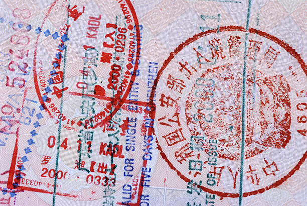 istock Asian Passport with Chinese entry stamps 89901910