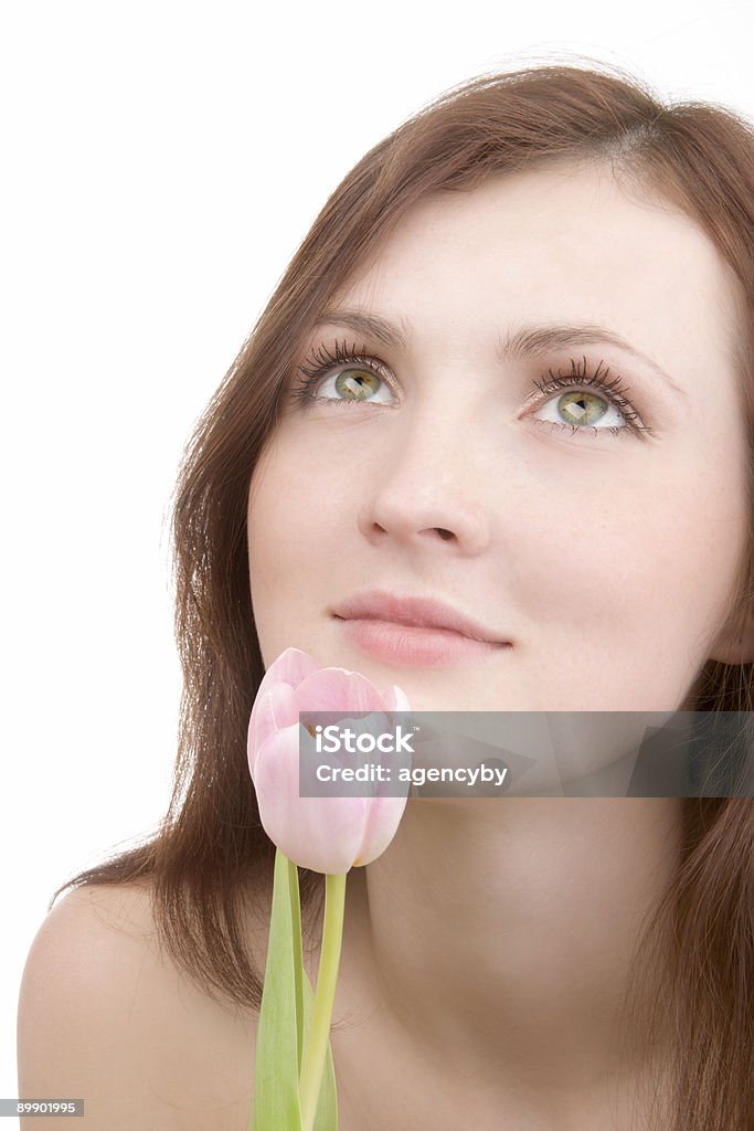 Retrato de mulher com Flor - Royalty-free Adolescência Foto de stock