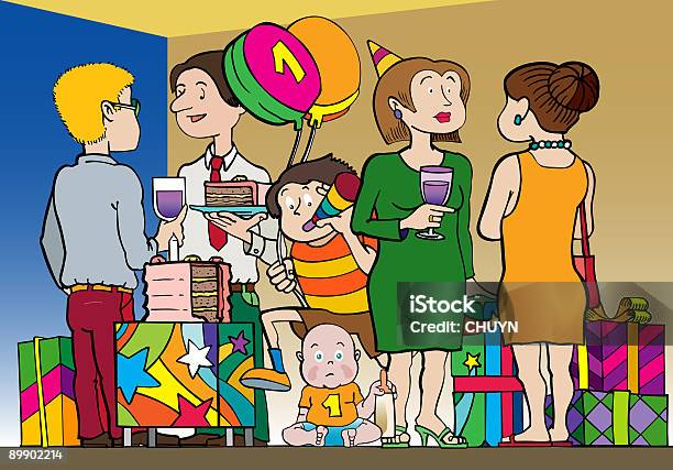 The First Birthday Party Stock Illustration - Download Image Now - Baby - Human Age, Running, Anniversary