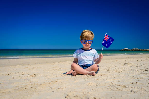 istock Cute child with Australian flag on Australia day 899031776